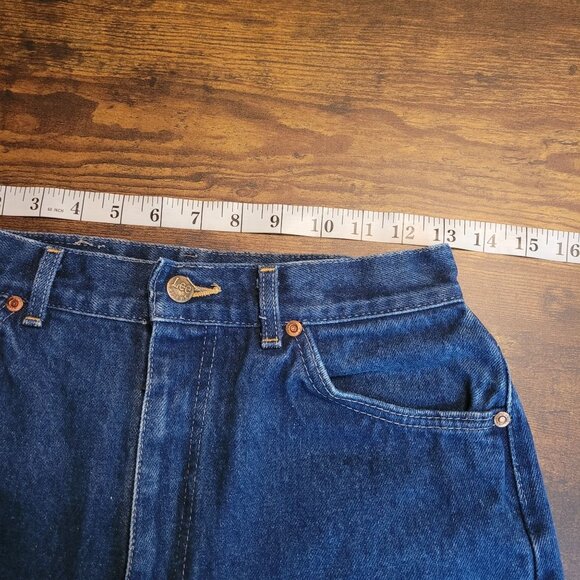 Vtg Lee Jeans 12 L Measures 26x32 Straight High Rise 80s Mom Dark Wash USA - Picture 6 of 11